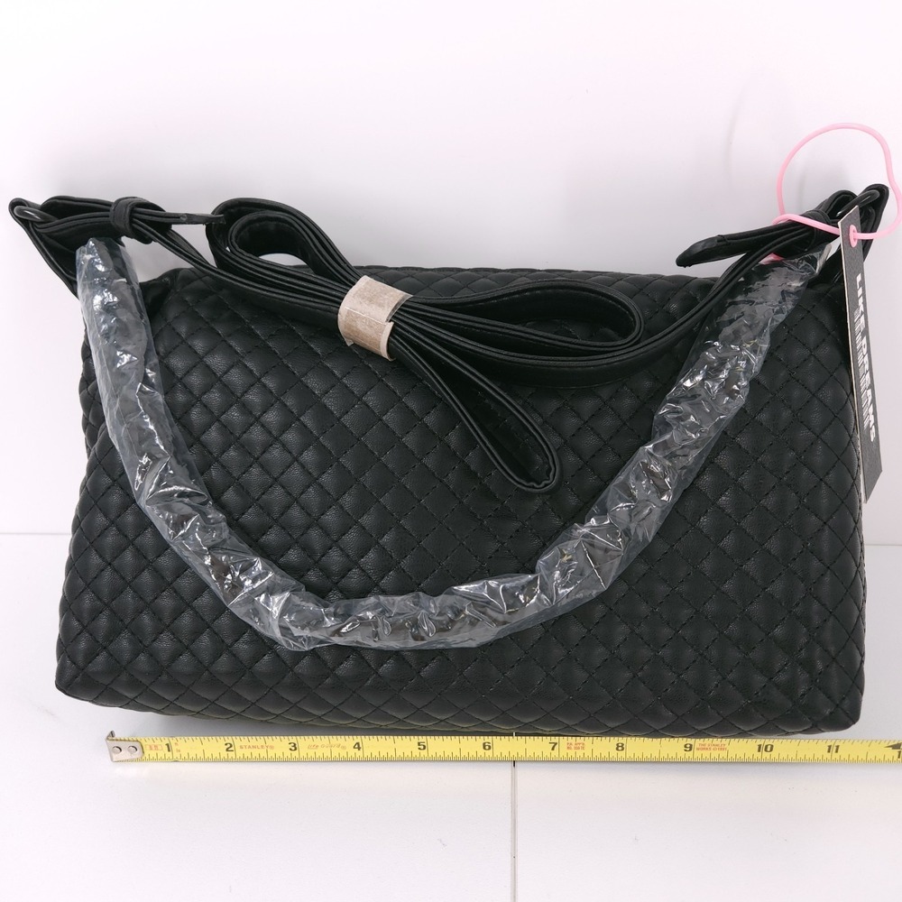 Like Dreams‎ Morgan Baguette Shoulder Crossbody Bag Black Chain Zip Top Small - Picture 4 of 11